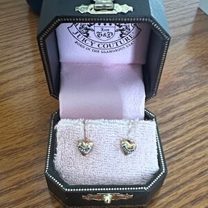 Juicy Couture Gold Heart Earrings with Silver Accents